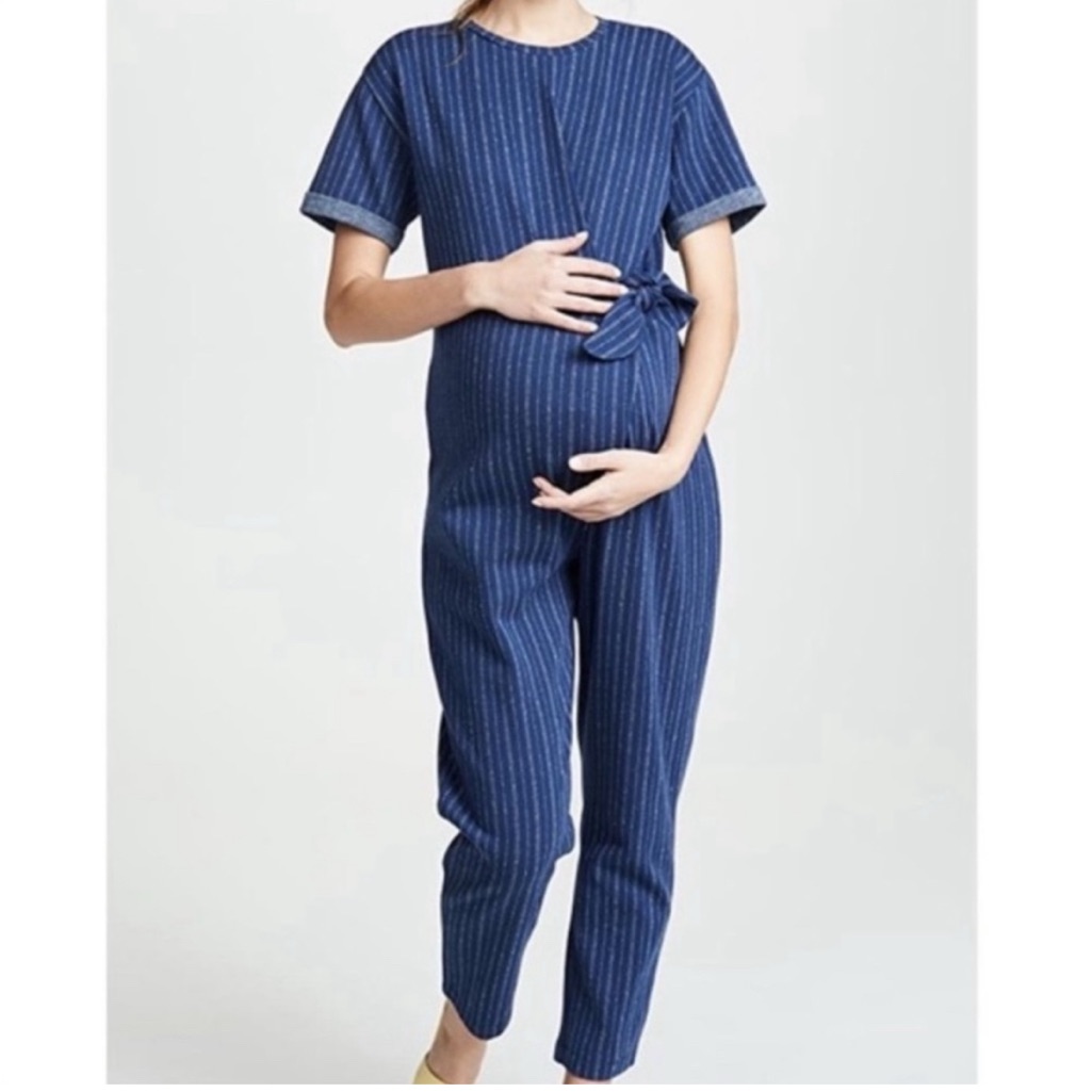 Hatch Maternity Lolo Jumpsuit, Navy Striped, Hatch Size 1 (Sizes 2-4)